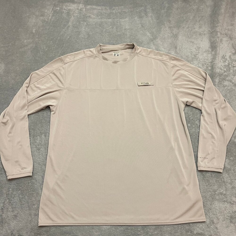 Columbia PFG Shirt Men Size XL Tan Pullover Long Sleeve Fishing Outdoor